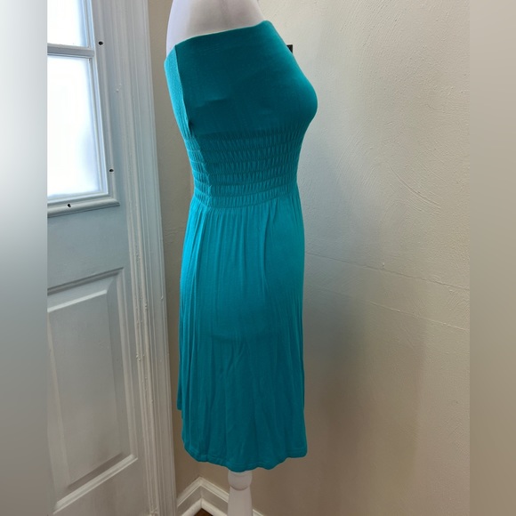 Bebe Sport Strapless Mini Dress in Blue. Size XS - Picture 2 of 5